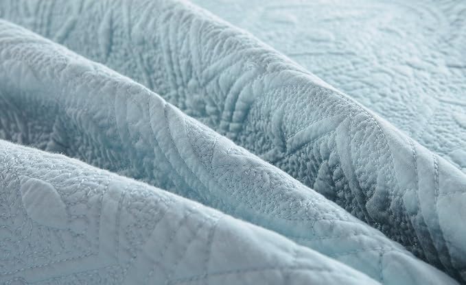 Calla Angel Sage Garden Luxury Pure Cotton Quilt, Light Aqua - Image 6