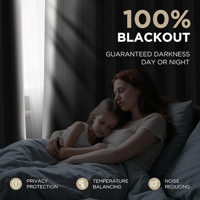 Joydeco 100% Blackout Curtains Velvet Black Out Curtain 96 Inch Drapes | - Image 4