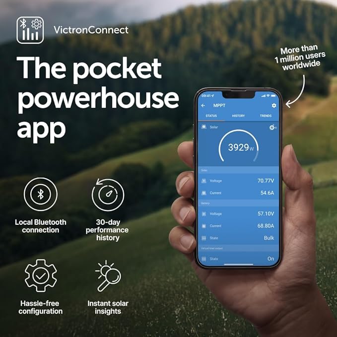 Victron Energy SmartSolar MPPT MC4 Compatible Solar Charge Controller (Bluetooth) - Charge Controllers for Solar Panels - 250V, 60 amp, 12/24/36/48-Volt