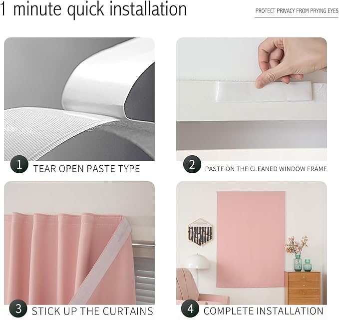 Portable Light Blocking Curtains Self-Stick Design, Removable Adhesive Window - Image 3