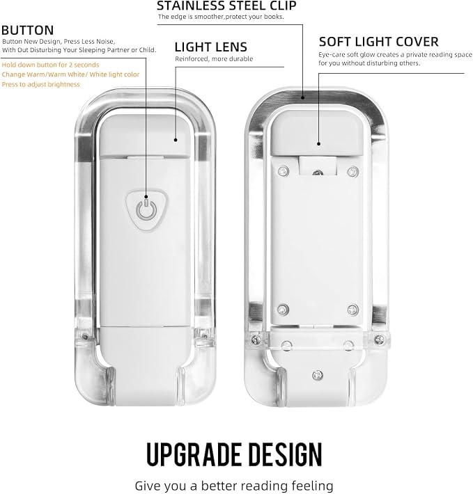 EGWASER Book Reading Light, Portable USB Rechargeable LED Clip on Book Lights - Image 9