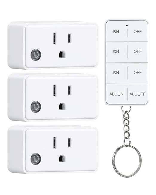 TREEWELL Remote Control Outlet with All On/Off Switch, 200FT Long Range Wireless Light Switch, Compact Design, 15A/1875W High-Power for Lights, Fans, Household Appliances, FCC & ETL Listed