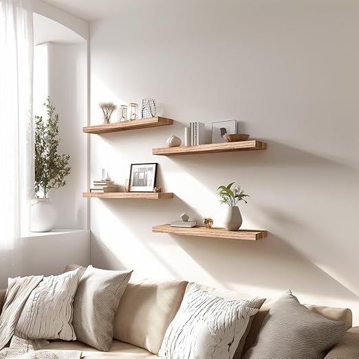 PHPH Wood Floating Shelves for Wall, Wooden Wall Shelves for Bedroom - Image 4
