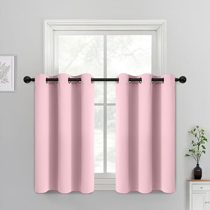 Yakamok Blackout Curtains 38x36 inch Pink Thermal Drapes-Kitchen | 2 panels by Yakamok