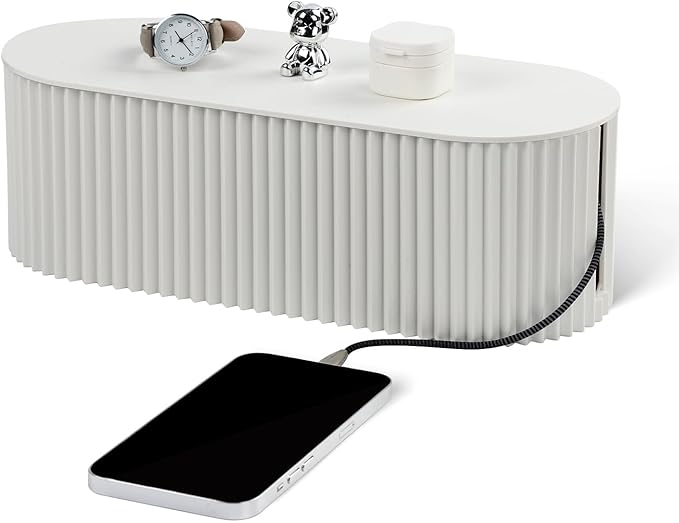 RAMFIYN Large Cable Organizer Box for Power Strips, Surge Protectors, Chargers, TV Computer Wires - White