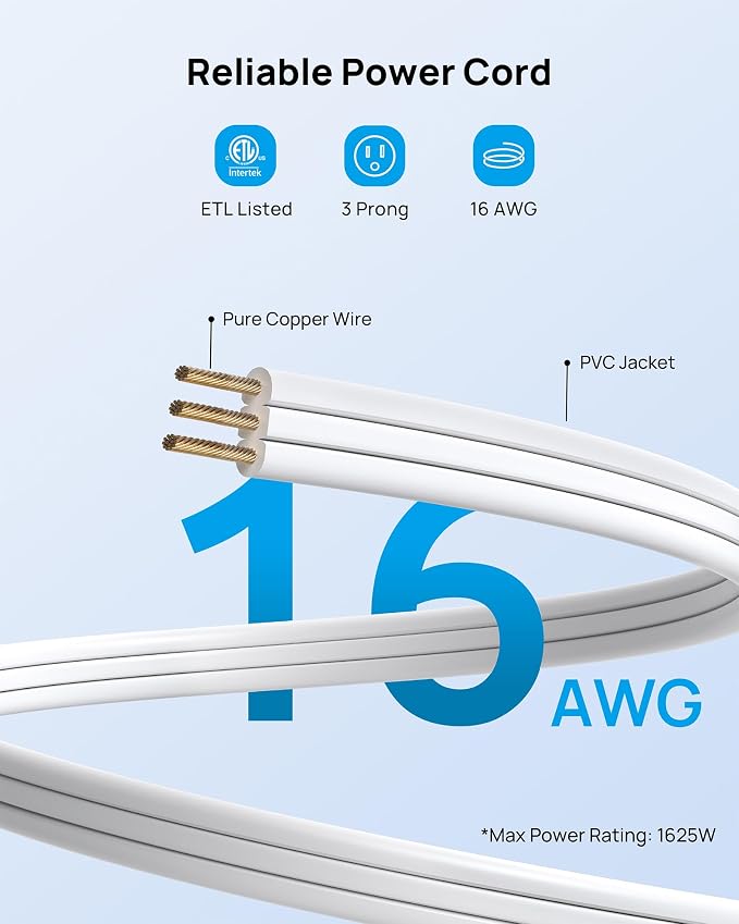 TROND 360° Rotating Flat Plug Short Extension Cord 3ft, Low Profile Power Strip - Image 4