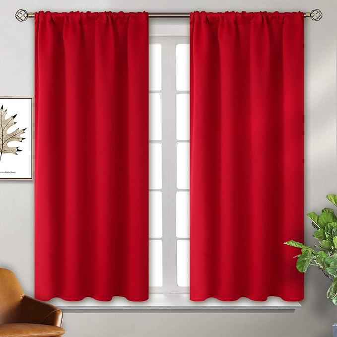 BGment Red Blackout Curtains 45 Inches Length by BGment
