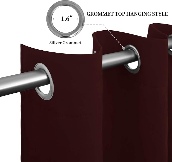 Easy-Going Thermal Grommet Blackout Curtains, 2 Panels 52x46 in, Wine | Machine - Image 5