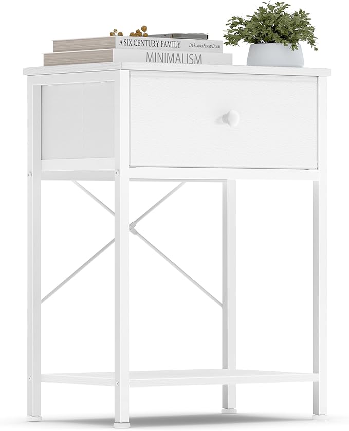 SONGMICS Bedside Table with Drawer, Nightstand with Lower Shelf | Side End Table by Unknown