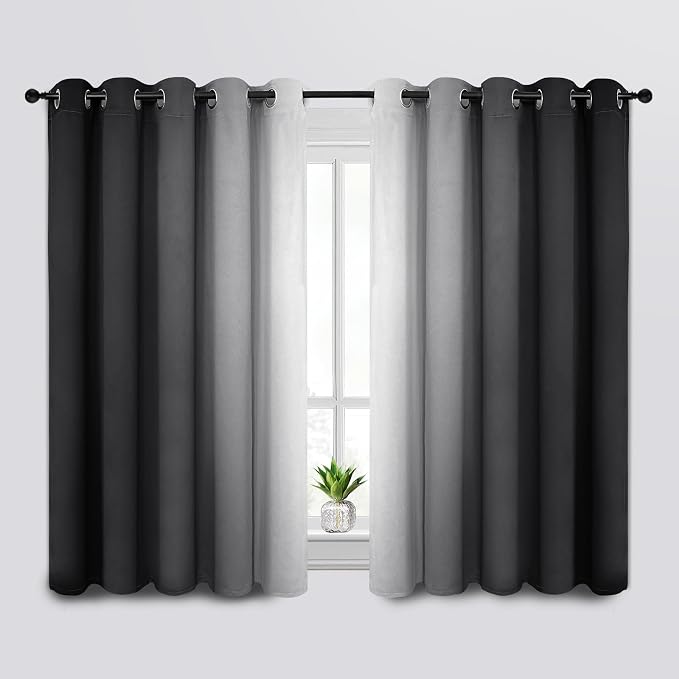 SimpleHome Ombre Black to Grey White Curtains by SimpleHome
