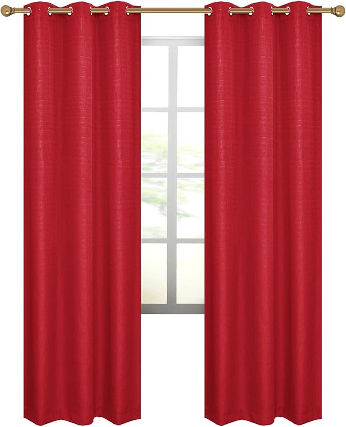 Diraysid 100% Blackout Curtains Red Linen Curtains - Image 7