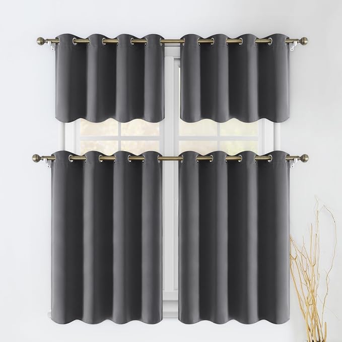 HOMEIDEAS 2 Panels Blackout Valance 24 inch Burgundy 52X24 | Kitchen, Grommet - Image 2