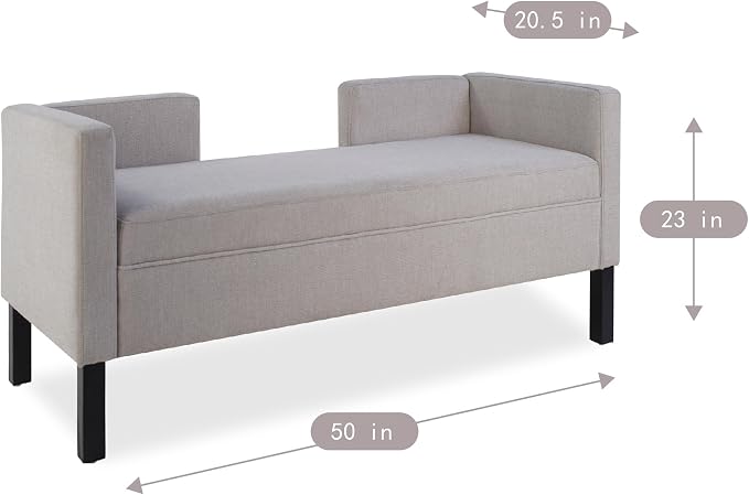 50" Ottoman with 2 Bolster Pillows & Wood Legs, Upholstered End of Bed Daybed - Image 2