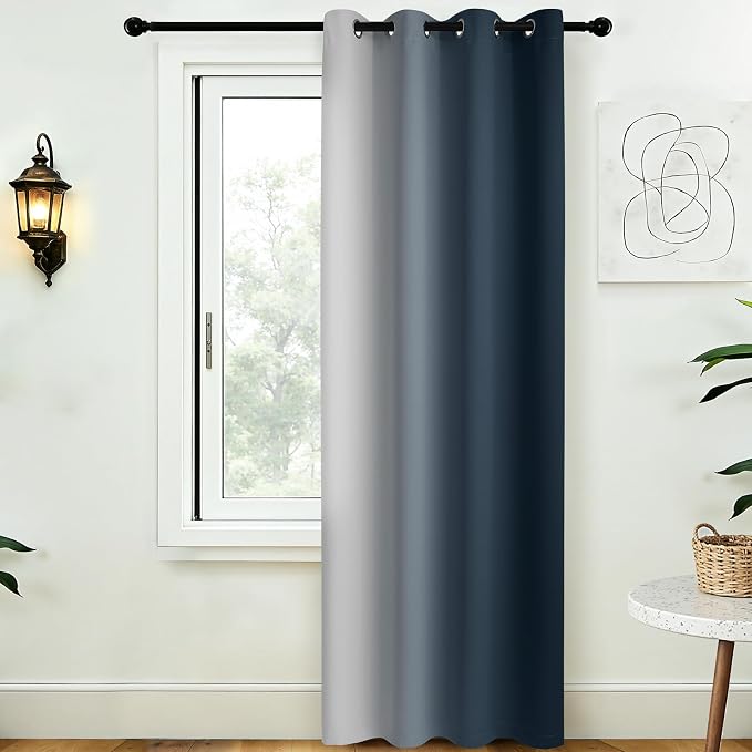 COSVIYA Curtains & Drapes Ombre Navy Blue Gradient Drape 84 inch Long 1 Panel - Image 6