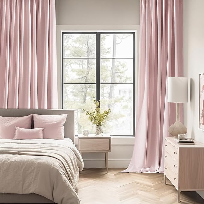 MIULEE Light Pink Back Tab Blackout Curtains 52x72 Inches Long 2 Panels Set | - Image 2