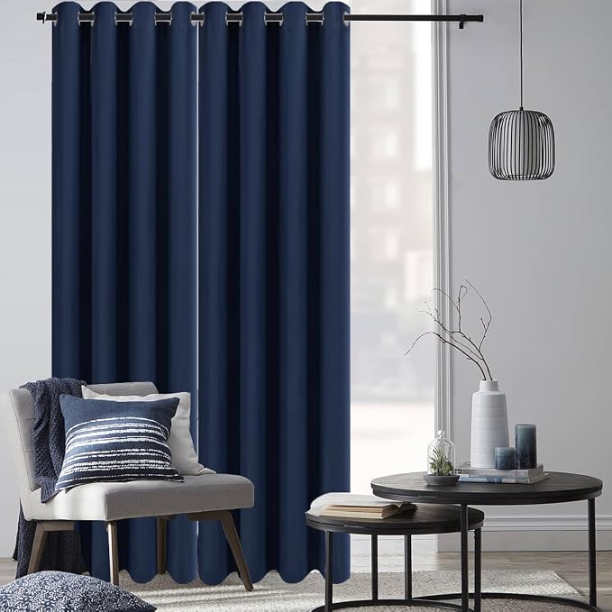 Diraysid Navy Blue Grommet Blackout Curtains - Image 9