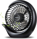 Viniper Portable Rechargeable Fan, Small Desk Fan : 3 Speeds & about 8-24 Hours Longer Working, 180 Rotation, Portable Battery Desktop Fan for Home/Office (Black, Light Black Blade)6.2 inch