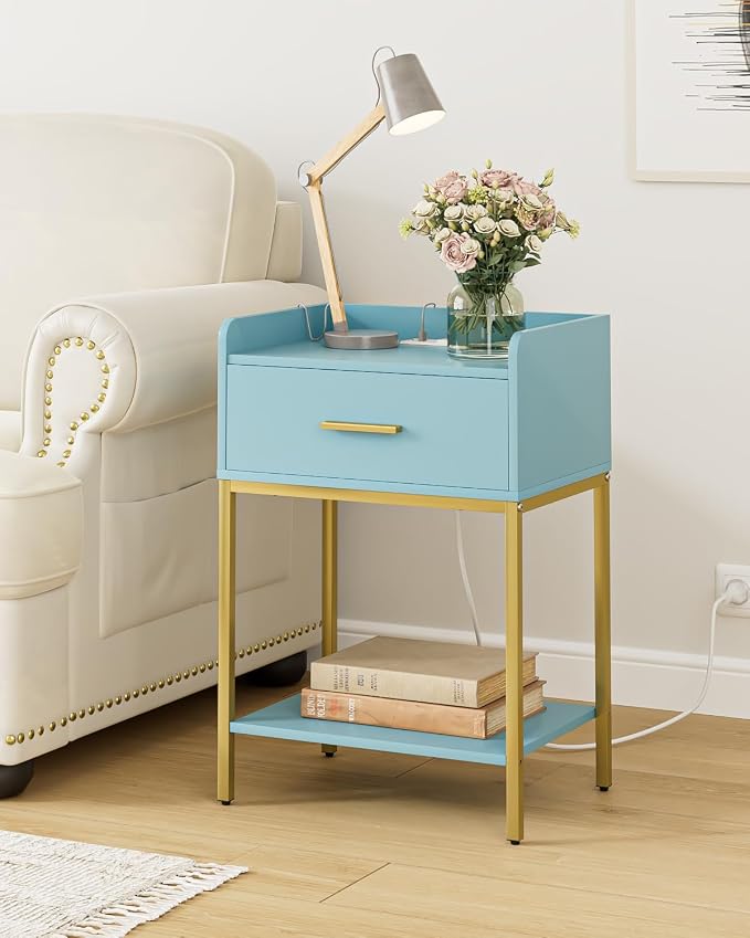 Nightstand with Charging Station, 3-Tier Modern Bedside Table Night Stand with - Image 5