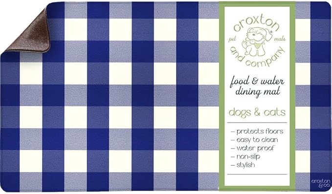 CROXTON & CO. Non-Slip Faux Leather Pet Feeding Mat for Dog Bowls | Large Bowl Mat for Food and Water | Durable, Easy-to-Clean Pet Food Mat for Floors | Size: 16.5"x18"