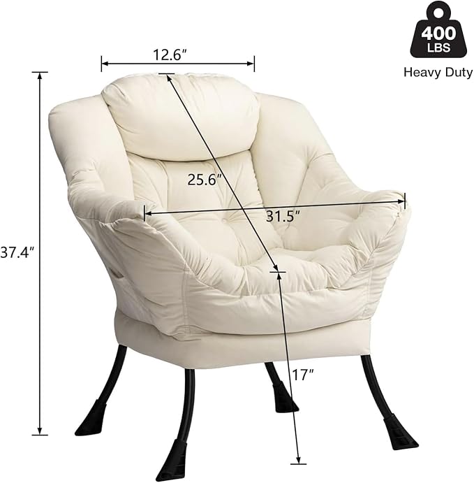 HollyHOME Lazy Chair with Armrest and Side Pocket, Comfy Accent Lounge Chair - Image 3