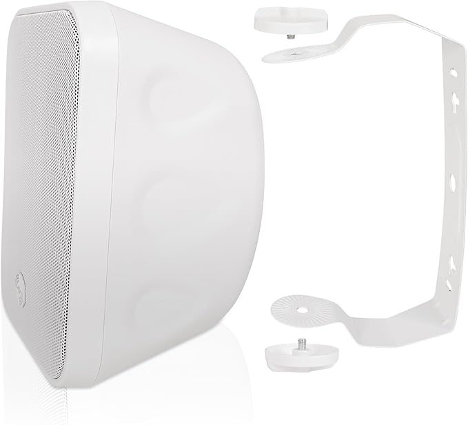 Sound Town Commercial Restaurant Bluetooth Amplifier + Surface-Mount Speaker Set, with One 6-Zone 70V/100V Amplifier with Bluetooth, 8 x 5.25-Inch Surface-Mount Speakers, White (STCA360X8MS5W)