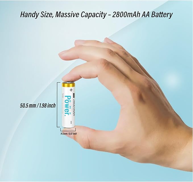 DMK POWER Rechargeable AA Batteries,2800mAh High Capacity Batteries 1.2V NiMH Low Self Discharge (4pcs)