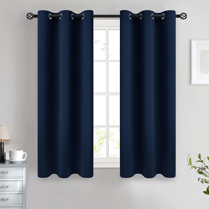 COSVIYA Grommet Room Darkening Navy Blue Curtains 54 inch Long by COSVIYA