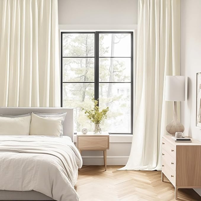MIULEE Birch Back Tab Blackout Curtains 52x63 Inches Long 2 Panels Set | Rod - Image 2