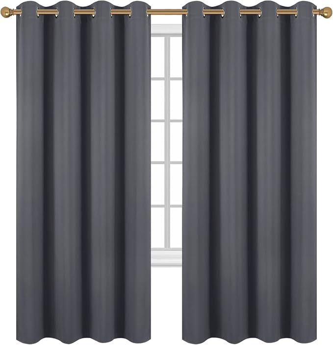 Diraysid Dark Grey Grommet Blackout Curtains - Image 2