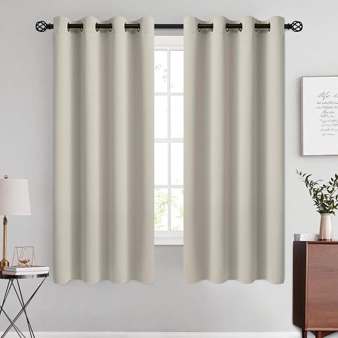 COSVIYA Grommet Room Darkening Stone Curtains 63 inch Length by COSVIYA