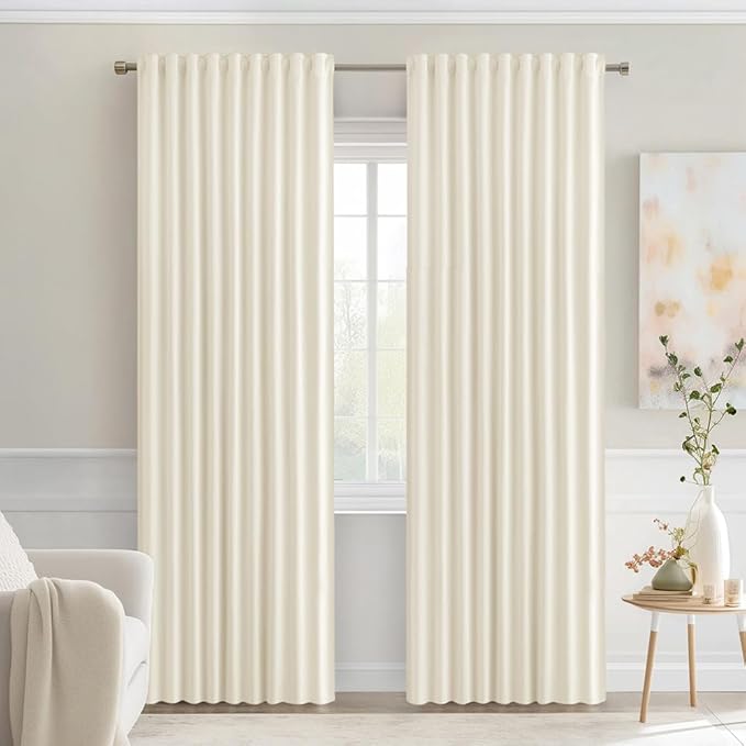 MIULEE Birch Back Tab Blackout Curtains 52x84 Inch Length 2 Panels Set | Rod by MIULEE