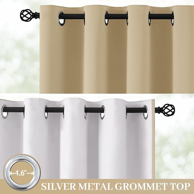 Yakamok Beige 100% Blackout Curtains 84 Inches Long - Image 2