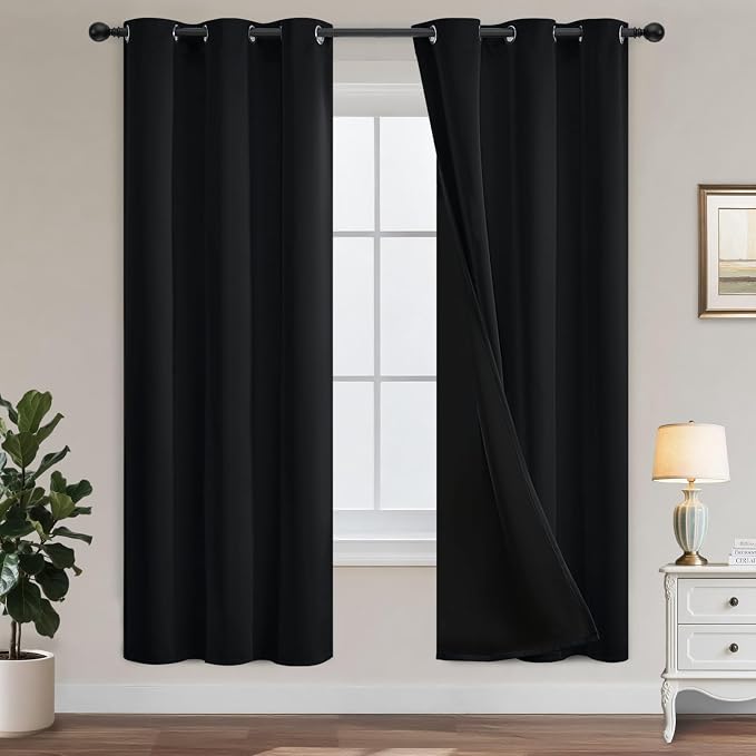 Yakamok Black Blackout Curtains 72 inches Long by Yakamok