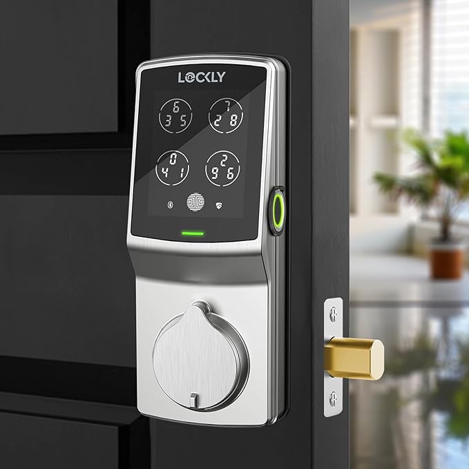 Lockly Secure Plus, Keyless Entry Door Lock, Smart Locks for Front Door, Smart Lock Deadbolt, PIN Genie® Keypad, 3D Biometric Fingerprint Sensor, Auto Lock Smart Door Lock