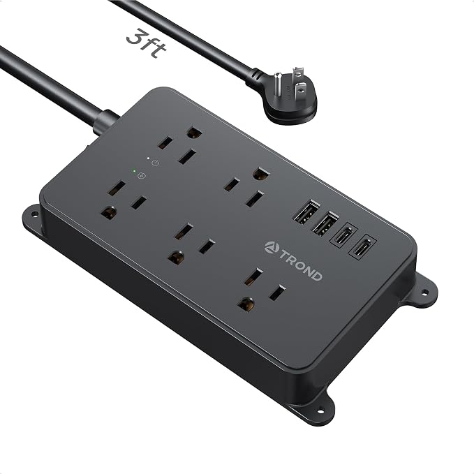 TROND Power Strip Surge Protector 3ft, Wall Mountable, ETL Listed | 5 by TRONDOfficial