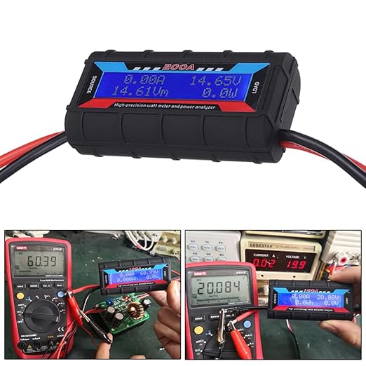 The Perfect Part Battery Monitor - 200A DC Amp Meter, Power Monitor with LCD Display for Clear Reading, RV Battery Monitor to Calculate the Voltage, Current, Power, Discharge Time, Power Meter Monitor