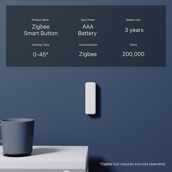 THIRDREALITY ZigBee Smart Button 4 Pack, 3-Way Remote Control, Require Zigbee hub, Work with SmartThings, Aeotec, Hubitat, Home Assistant, Third Reality Hub, Battery Included.