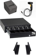EOM-POS Hardware Bundle for Square - Cash Drawer, Mounting Brackets, Thermal Receipt Printer, Barcode Scanner [Compatible with Square Stand and Square Register]