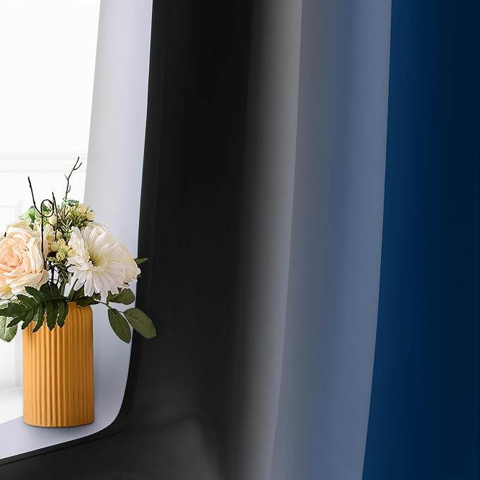 SimpleHome Ombre Blue and Black Room Darkening Curtains 84 inches Length | - Image 6