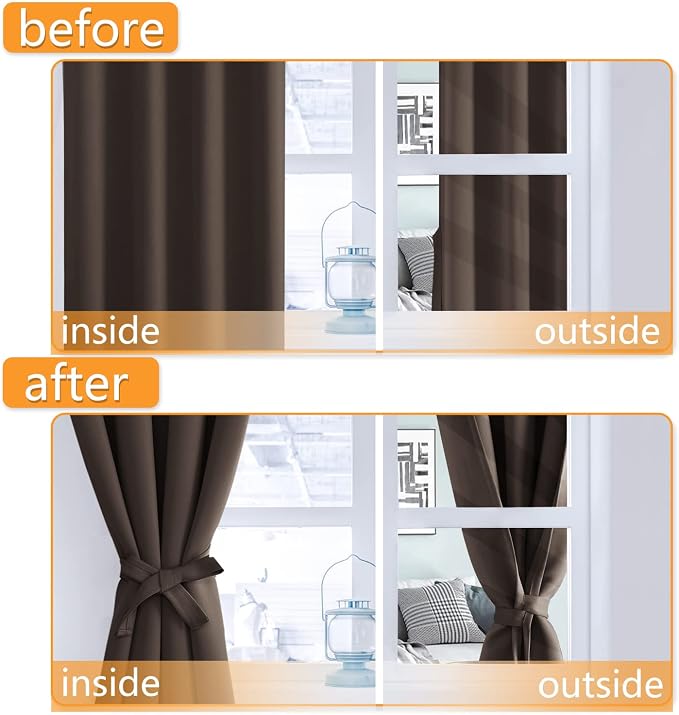 Short Blackout Curtains for Bedroom, 42 x 45 Inch, 2 Panels | Thermal Insulated - Image 4