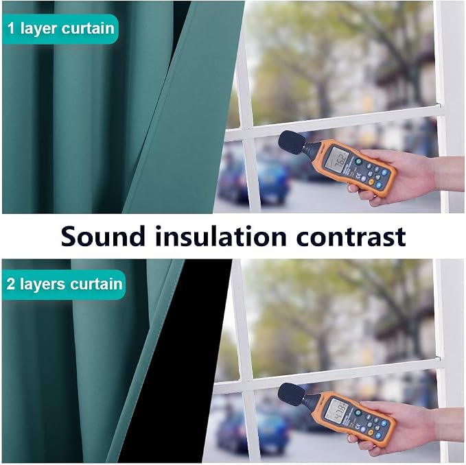 NICETOWN 100% Blackout Curtains 45 inches Long, Sea Teal, 1 Pair, 42 inches - Image 4