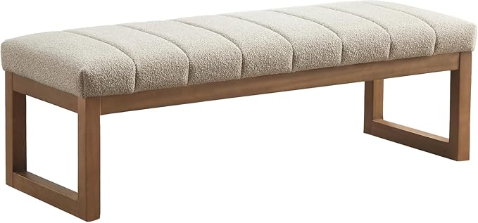 Zihanhome 52.7" Bedroom Bench for End of Bed, Modern Upholstered Teddy Fabric by Zihanhome