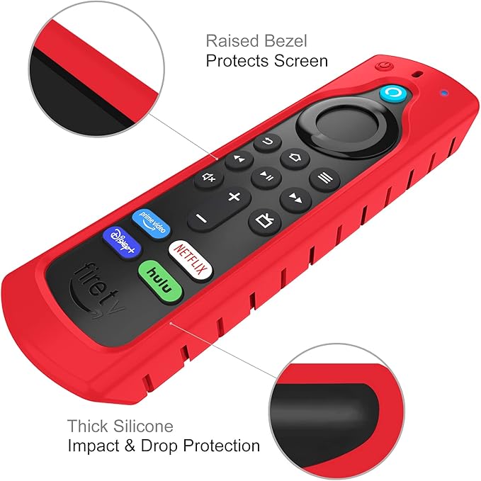 CaseBot Remote Case for Fire TV Stick HD/4K/4K Max (1st Gen)/Fire TV Stick (3rd Gen)/Lite - Anti-Slip Shockproof Silicone Cover for Alexa Voice Remote (2nd & 3rd Generation) (Red)