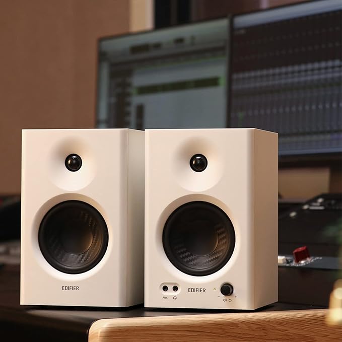 Edifier MR4 Powered Studio Monitor Speakers, 4" Active Near-Field Monitor Speaker - White (Pair)