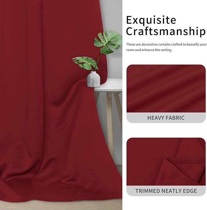 Easy-Going Thermal Grommet Blackout Curtains, 2 Panels 42x84 in | Christmas Red - Image 5