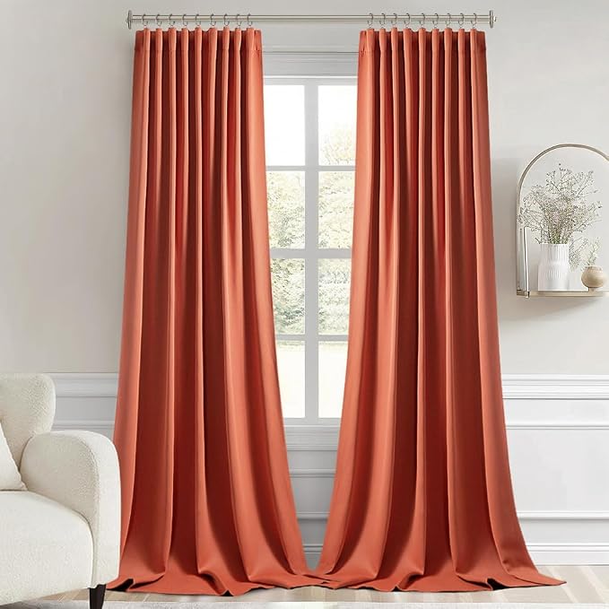 MIULEE Fall Burnt Orange Back Tab Blackout Curtains 52"x120" Length 2 Panel | - Image 9