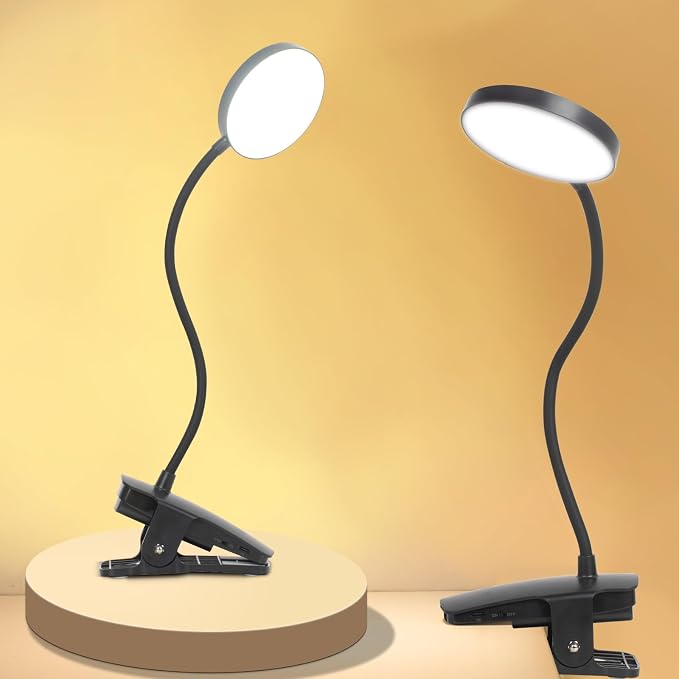 Cordless Rechargeable Clip On Desk Lamp Thick Flexible 360° Gooseneck | 450 by HOME