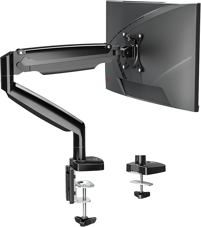 DreamAxis Single Monitor Mount Stand for 22-40" Computer Screens, Heavy Duty Gas Spring Monitor Arm Holds Up to 30.9 lbs, Adjustable Vesa Mount with C-Clamp & Grommet Base, Black