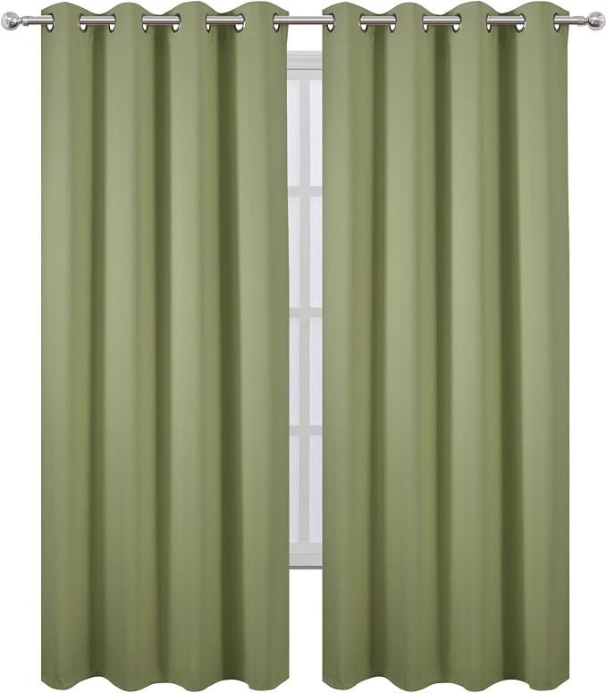 Blackout Curtains 52 x 90 inches Long Sage Green Curtains Set of 2 Panels - Image 2