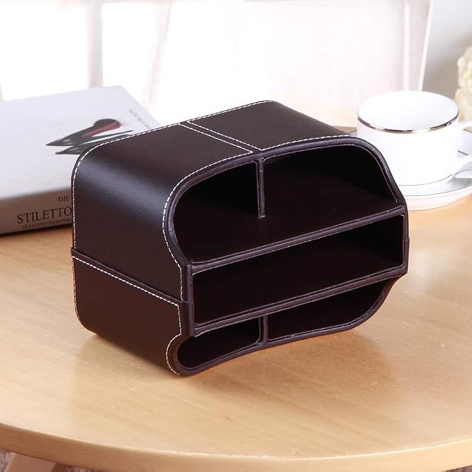 PU Leather 360° Rotatable Remote Control Holder, Nightstand TV Remote Caddy | - Image 6